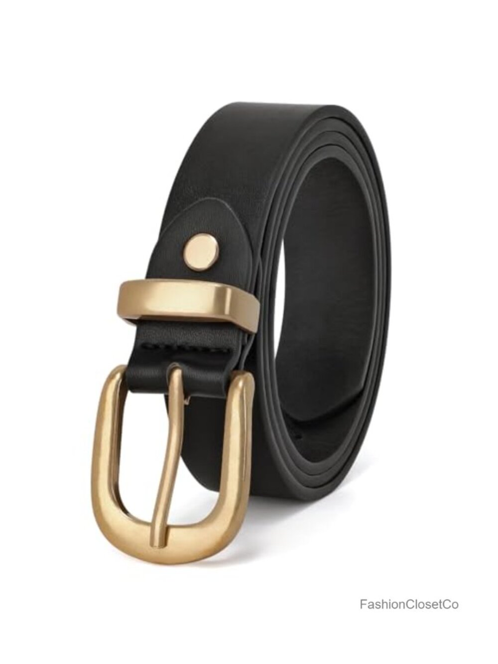 Women's Faux Leather Belt Gold Buckle Casual Formal Jeans Dress